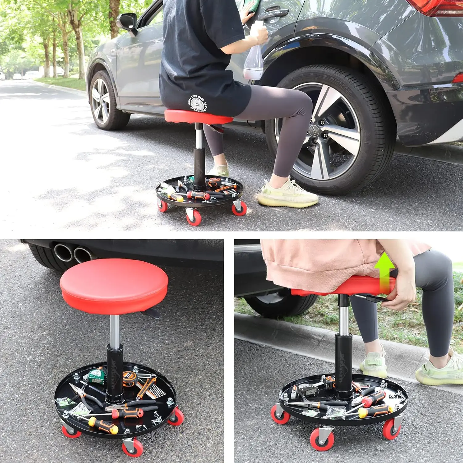Garage Creeper Roller - Car Repair Stool 5 Wheels Auto