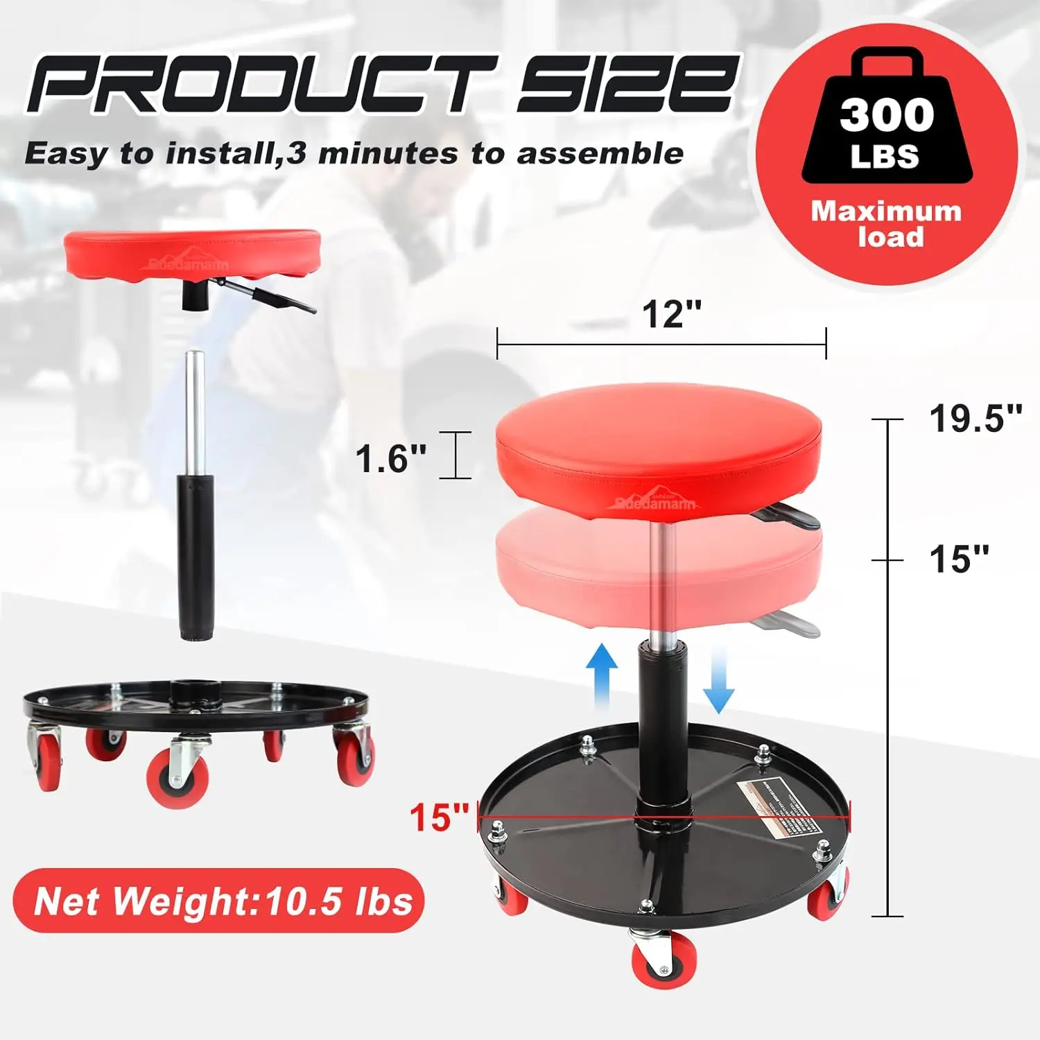 Car Repair Stool 5 Wheels Auto - Garage Creeper Roller 리뷰 및 가격